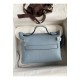 Hermes 24/24 Mini 21 Handmade Bag in Blue Lin Evercolor Leather