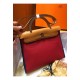 Hermes Herbag Zip 31cm Bag In Brown And Red