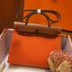 Hermes Herbag Zip 31cm Bag In Brown And Orange