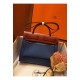 Hermes Herbag Zip 31cm Bag In Camel And Blue