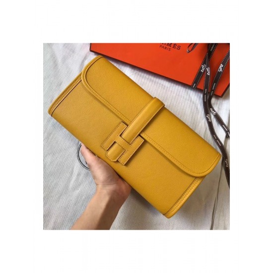 Hermes Jige Elan 29 Clutch In Yellow Epsom Leather