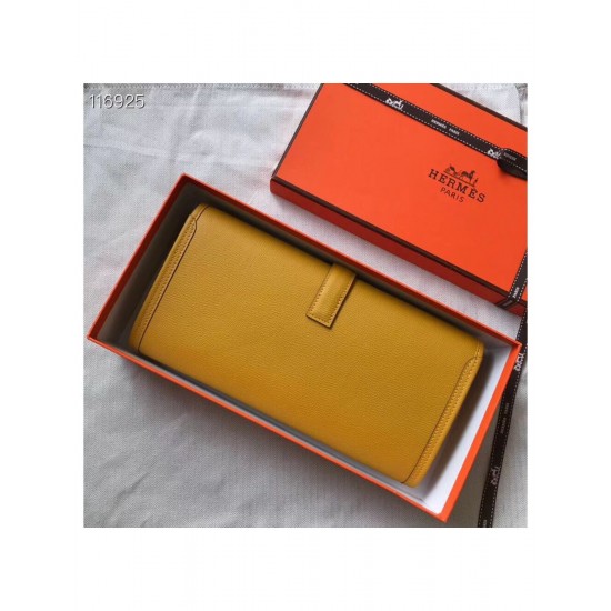 Hermes Jige Elan 29 Clutch In Yellow Epsom Leather