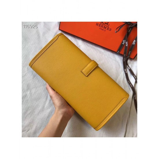 Hermes Jige Elan 29 Clutch In Yellow Epsom Leather