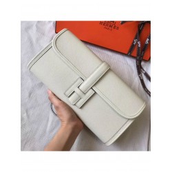 Hermes Jige Elan 29 Clutch In White Epsom Leather