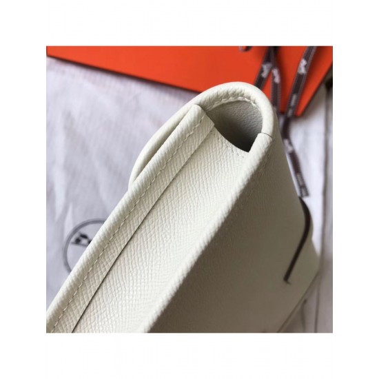 Hermes Jige Elan 29 Clutch In White Epsom Leather