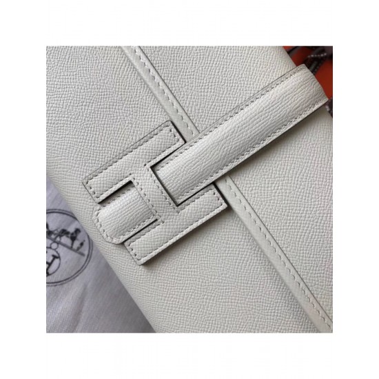 Hermes Jige Elan 29 Clutch In White Epsom Leather