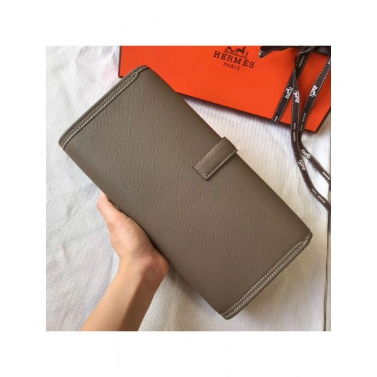 Hermes Jige Elan 29 Clutch In Taupe Grey Epsom Leather