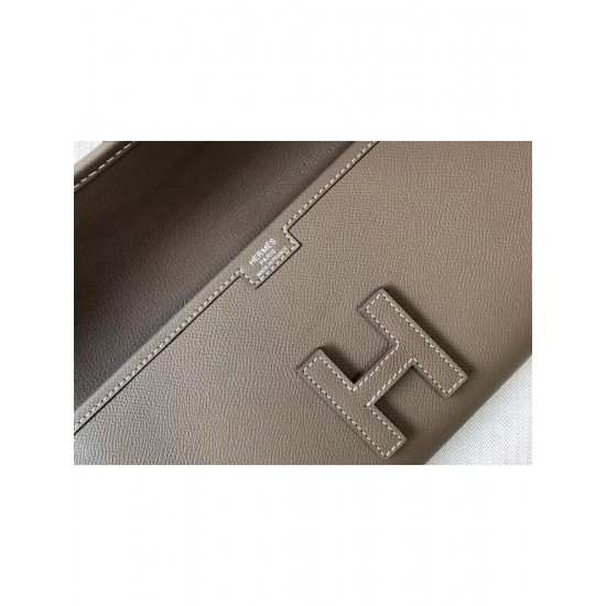 Hermes Jige Elan 29 Clutch In Taupe Grey Epsom Leather