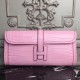 Hermes Jige Elan 29 Clutch In Pink Crocodile Leather