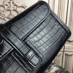 Hermes Jige Elan 29 Clutch In Black Crocodile Leather