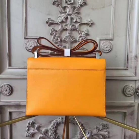 Hermes Yellow Goatskin Verrou Shoulder Handmade Bag