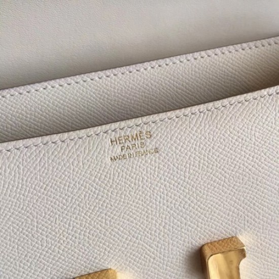 Hermes White Epsom Constance Elan 25cm Bag