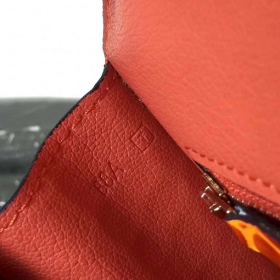 Hermes Orange Constance MM 24cm Crocodile Bag