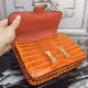 Hermes Orange Constance MM 24cm Crocodile Bag