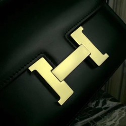 Hermes Black Constance MM 24cm Box Leather Bag