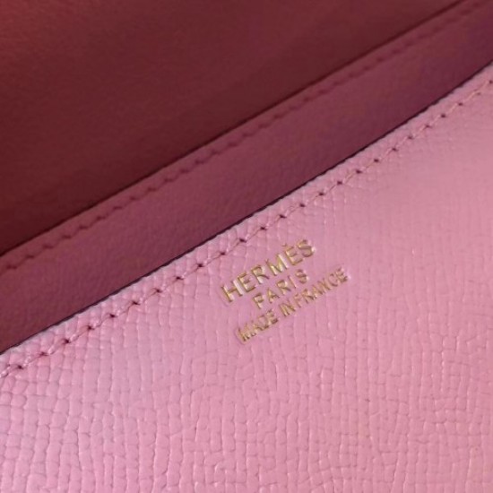 Hermes Pink Constance MM 24cm Epsom Leather Bag