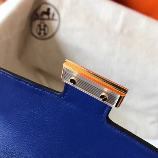 Hermes Mini Constance 18cm Epsom Blue Electric Bag