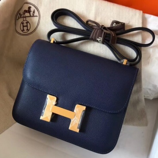 Hermes Mini Constance 18cm Sapphire Epsom Bag