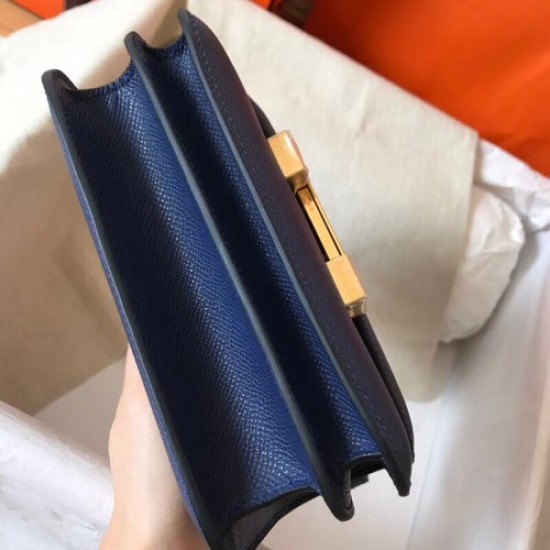 Hermes Mini Constance 18cm Sapphire Epsom Bag