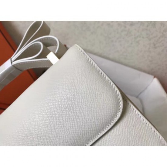 Hermes Epsom Constance 24cm White Handmade Bag