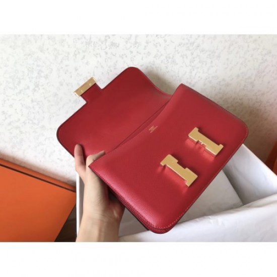 Hermes Epsom Constance 24cm Red Handmade Bag