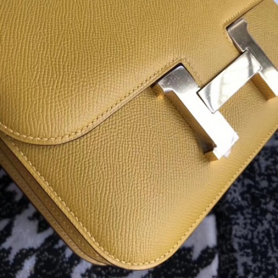 Hermes Epsom Constance 24cm Jaune Handmade Bag