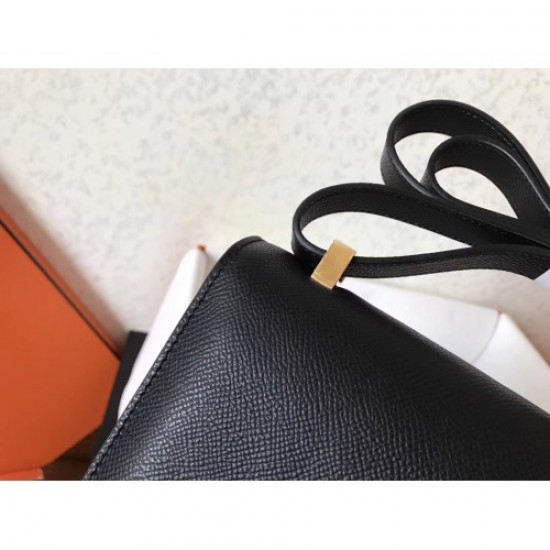 Hermes Epsom Constance 24cm Black Handmade Bag