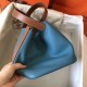 Hermes Bicolor Picotin Lock MM 22cm Blue Jean Bag