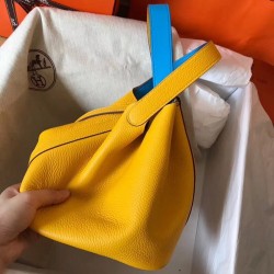 Hermes Bicolor Picotin Lock MM 22cm Yellow Bag