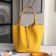 Hermes Yellow Picotin Lock 22cm Braided Handles Bag