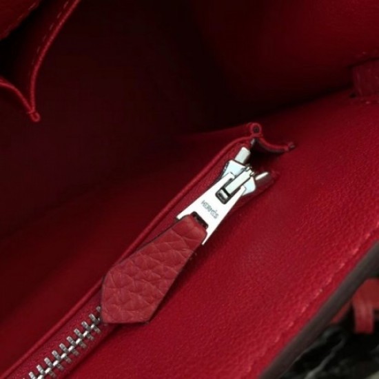 Hermes Red Clemence Jypsiere 28cm Bag