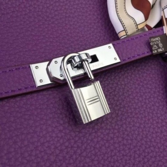 Hermes Purple Clemence Jypsiere 28cm Bag