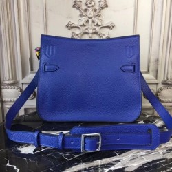 Hermes Blue Electric Clemence Jypsiere 28cm Bag