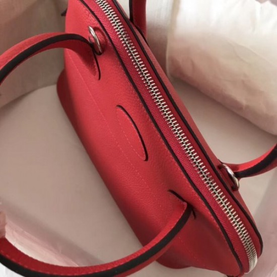 Hermes Red Clemence Bolide 27cm Handmade Bag