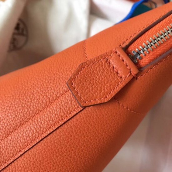 Hermes Orange Clemence Bolide 35cm Handmade Bag