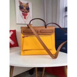 Hermes Herbag Zip PM 31cm Bag In Yellow Canvas