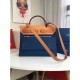 Hermes Herbag Zip PM 31cm Bag In Sapphire Canvas