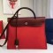 Hermes Herbag Zip PM 31cm Bag In Red Canvas