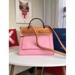 Hermes Herbag Zip PM 31cm Bag In Pink Canvas