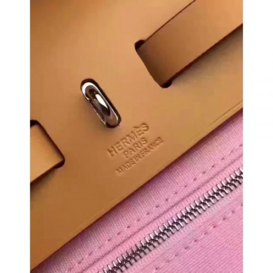 Hermes Herbag Zip PM 31cm Bag In Pink Canvas