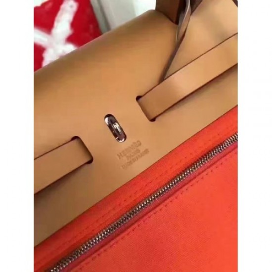 Hermes Herbag Zip PM 31cm Bag In Orange Canvas