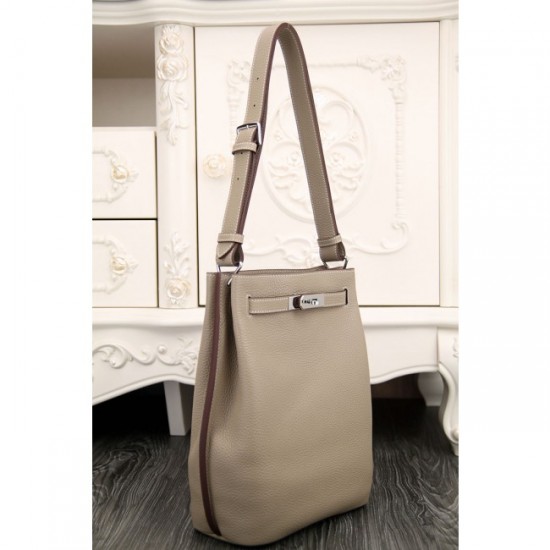 High End Hermes So Kelly 22cm Bag In Grey Leather