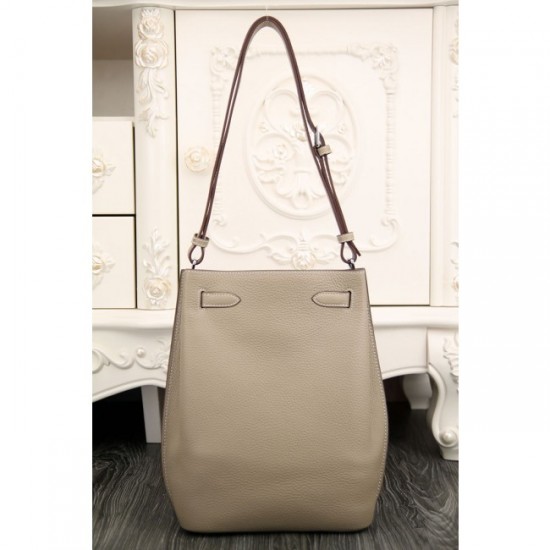 High End Hermes So Kelly 22cm Bag In Grey Leather