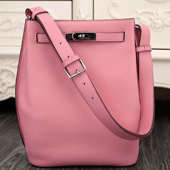 Hermes So Kelly 22cm Bag In Pink Leather