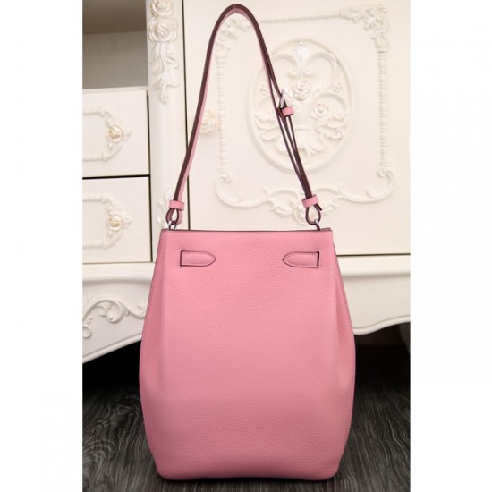 Hermes So Kelly 22cm Bag In Pink Leather