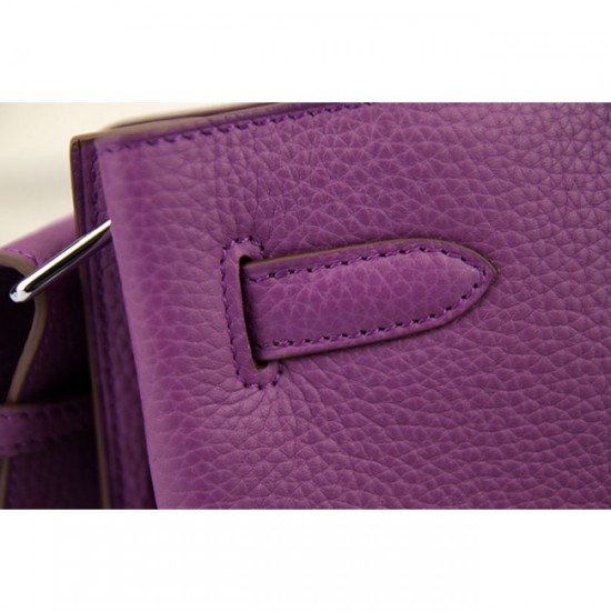 Hermes So Kelly 22cm Bag In Purple Leather