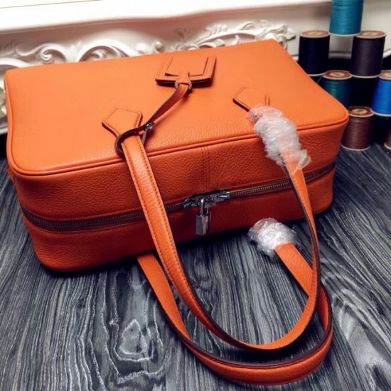 Hermes Victoria II 35cm Bag In Orange Leather Replica