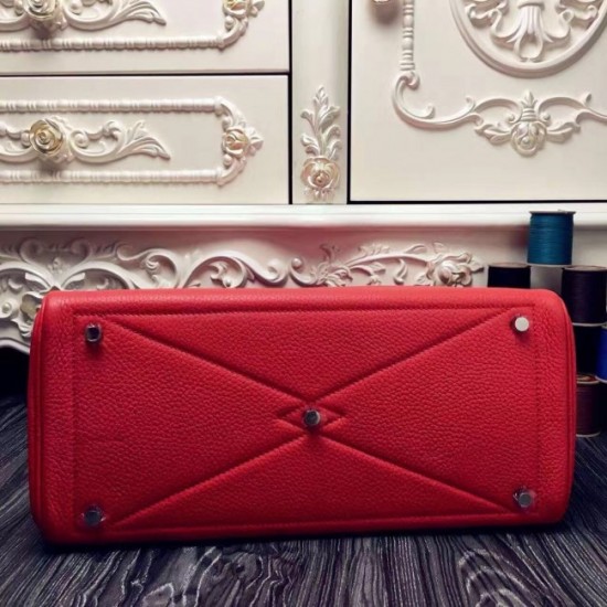 New Hermes Victoria II 35cm Bag In Red Leather 