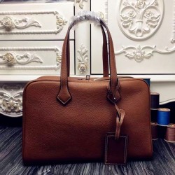 Replica 1:1 Hermes Victoria II 35cm Bag In Brown Leather