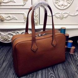 Replica 1:1 Hermes Victoria II 35cm Bag In Brown Leather